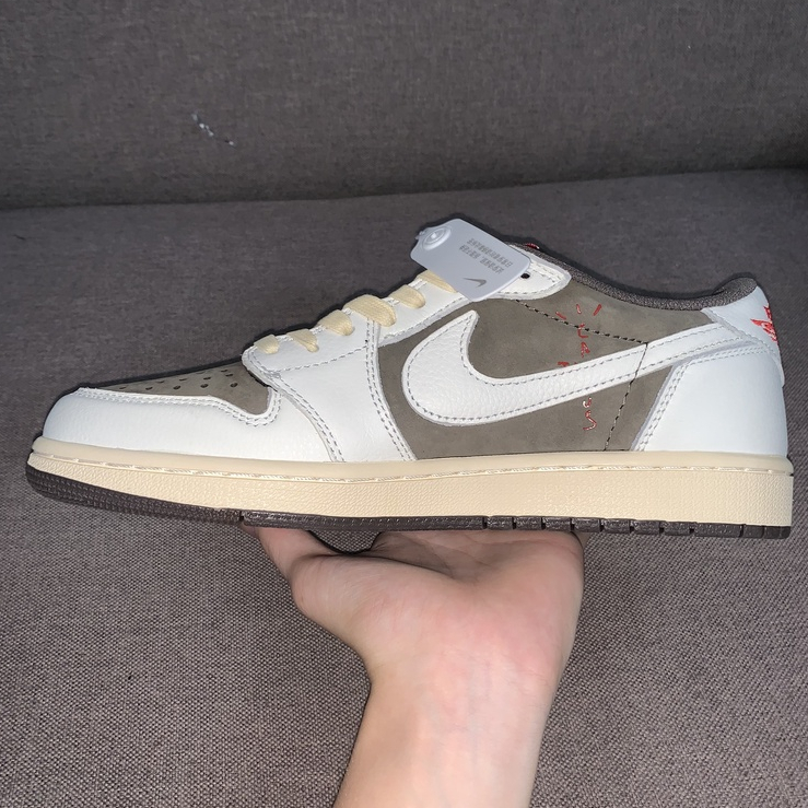 Giày Jordan 1 Travis scott Low Reverse Mocha Màu Nâu Trắng Cổ Thấp Siêu Phong Cách