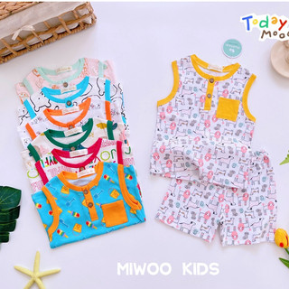 Bộ ba lỗ viền màu thun cotton bozip mềm mịn cho bé trai
