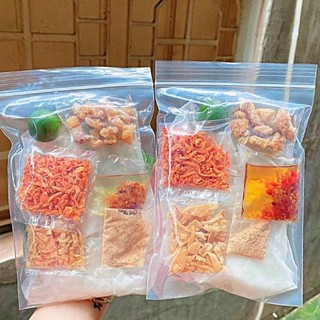 Set 2 bịch bánh tráng phơi sương dầu tỏi/satế tép tóp mỡ - dầu tỏi/satế khô gà tóp mỡ - dầu tỏi/satế khô bò tóp mỡ