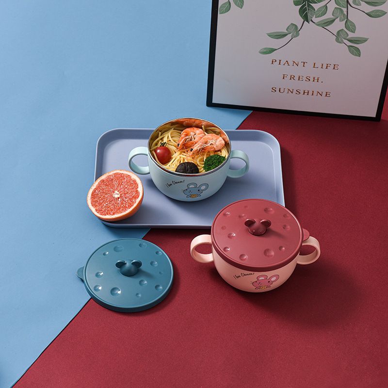 Ca Mỳ, Bát Ăn Dặm Lõi Inox Hình Chuột Siêu Dễ Thươngg