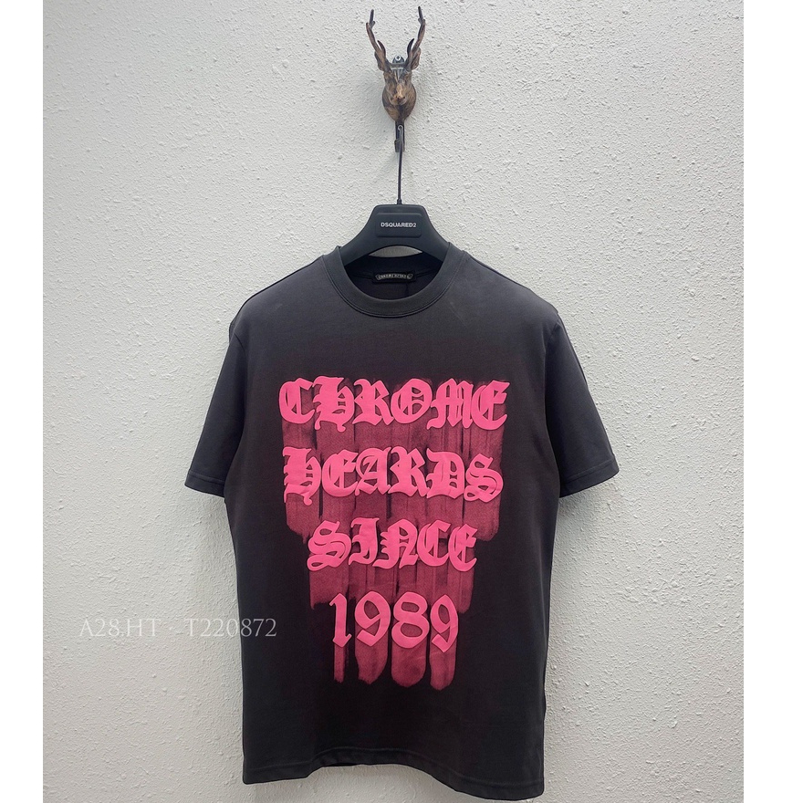 Áo Phông Nam Nữ Premium Cotton in Chữ Chrome Hearts 1989 Đen Trắng Hot Trend 2023.