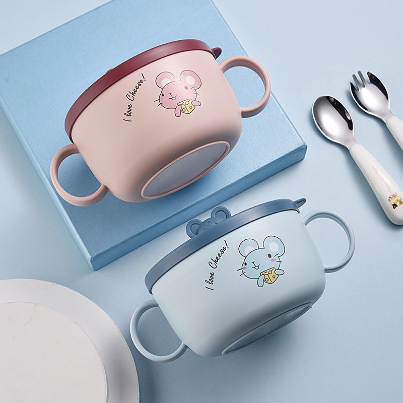 Ca Mỳ, Bát Ăn Dặm Lõi Inox Hình Chuột Siêu Dễ Thươngg
