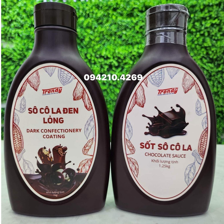 SỐT SOCOLA LỎNG TRENDY TẠO VỎ GIÒN PHỦ KEM VÀ TRÀ SỮA CHAI 1,25KG - Nguyên liệu trà sữa