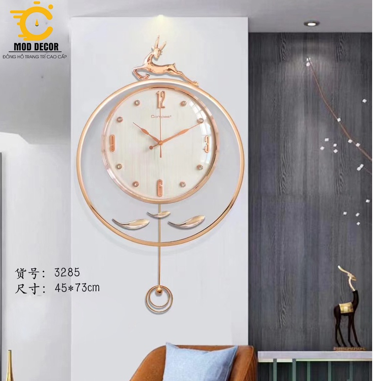 Đồng hồ quả lắc trang trí phòng khách cực sang 3285 Trắng