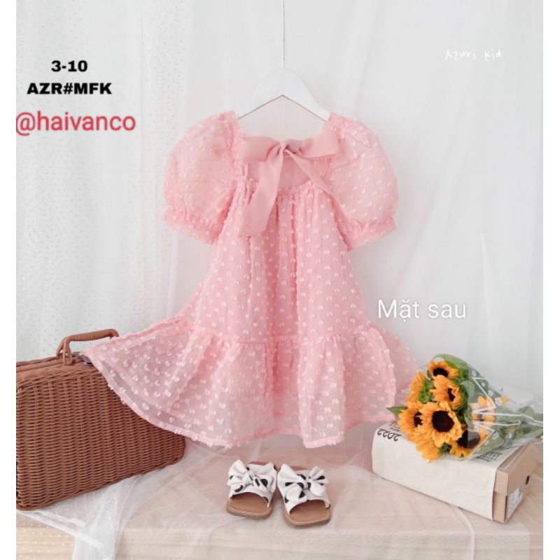 ĐẦM ĐI TIỆC VÁY VOAN TƠ CÔNG CHÚA DỄ THƯƠNG HAIVANCO bé gái 10 đến 40 kg mềm mại và thoáng mát đi học đi chơi đều đẹp