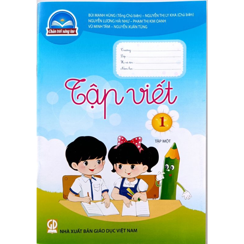 Tập viết lớp 1 tập 1 và bìa bao kính