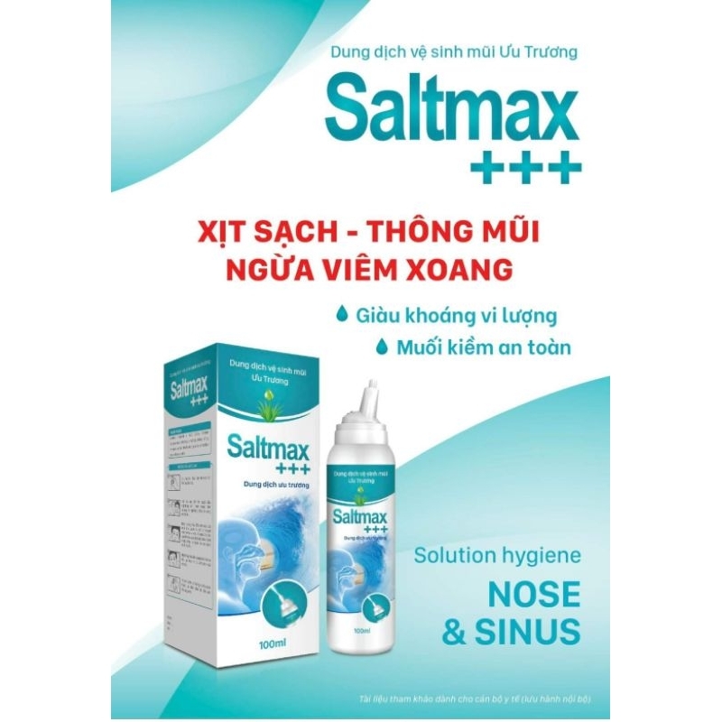 Xịt mũi Saltmax 0,9% & 2,3% vệ sinh mũi hàng ngày, an toàn voi phụ nữ có thai