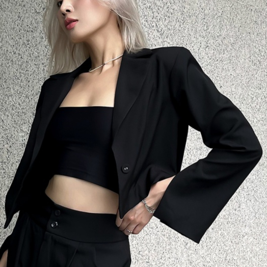 Áo vest croptop nữ tay dài có độn vai tay cắt xẻ cá tính | BigBuy360 - bigbuy360.vn