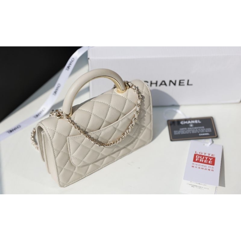 Túi xách nữ C.N WOC quai xách kim loại pha da sz19cm da bò 100% sang chảnh dã man fullbox nam châm