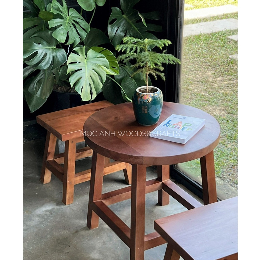 Ghế Đôn, Ghế Gỗ, Gỗ Chữ A Mặt Chữ Nhật, Chân Dáng Thẳng Decor Trang Trí Kích Thước 28x40cm