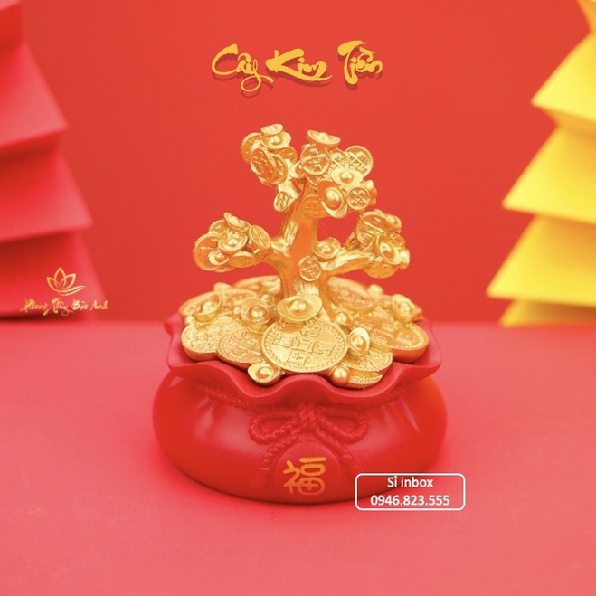 Cây Kim Tiền - Cây Tài Lộc Mini Trang Trí Ban Thần Tài Bàn Làm Việc May Mắn Phong Thuỷ