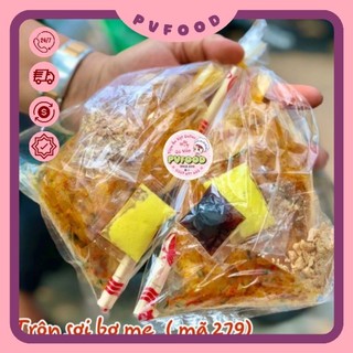 Bánh tráng trộn sợi bơ me kèm đũa