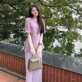 Bộ đi lễ chùa đồ lam đi chùa TÂM THANH chất liệu lụa tơ cao cấp