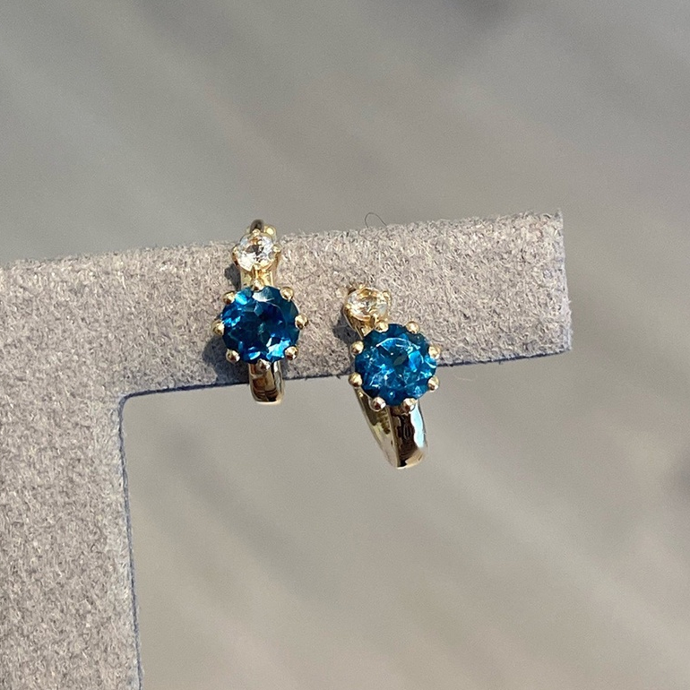 Bông Tai Bạc JUNIE, Kiểu Dáng Mini Ôm Vành Tai Đính Đá Zirconia E-PARIS