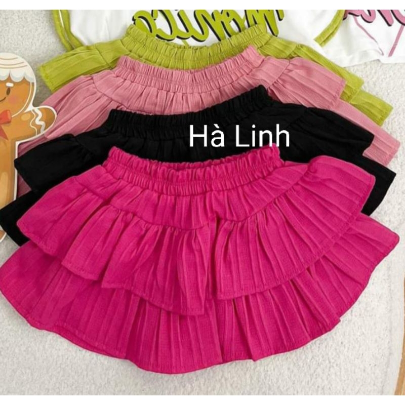 Chân váy xòe đũi gân cho bé gái.