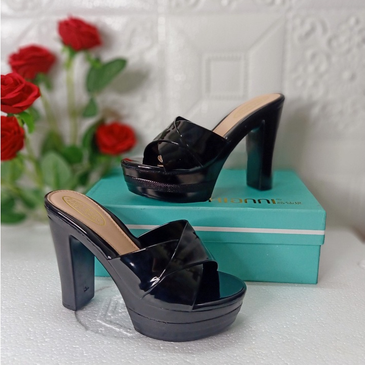 Giày sandal nữ cao gót siêu nhẹ không quai hậu cao 12 phân đế đúc nguyên khối