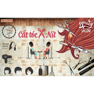 Tranh dán tường 3D trang trí salon tóc