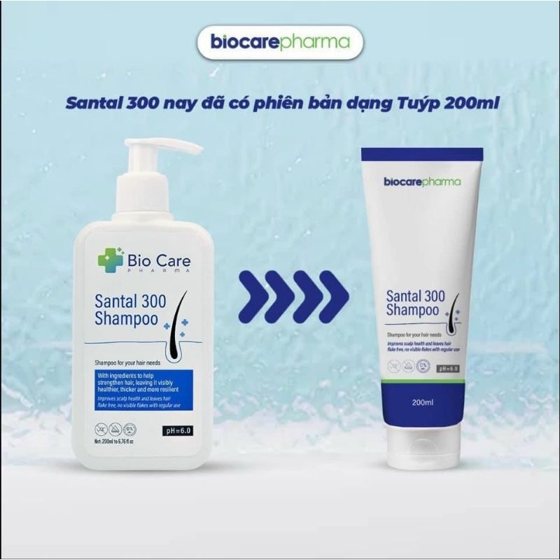 Dầu Gội Thảo Dược Biocare Pharma Santa 300 Shampoo (200ml) Chính Hãng, Giảm Gàu, Ngừa Nấm Da Dầu