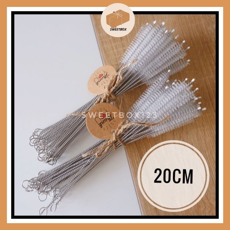 Cọ Rửa Ống Hút 20cm - Cây Vệ Sinh Ống Hút Bằng Thép Không Rỉ - Que Làm Sạch Ống Hút Bình Sữa Cho Bé