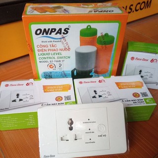 Combo ổ cắm máy bơm an toàn rạng đông cấp nguồn 5v cho phao điện model: oc03.mb 16a & phao điện bồn nước onpas