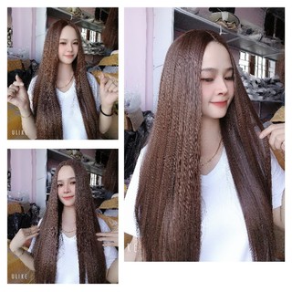 Tóc giả nguyên đầu không mái [ẢNH THẬT] chia ngôi siu da đầu , tóc tơ cao cấp siêu bền chịu được nhiệt