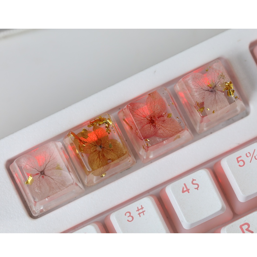 Keycap Lá khô xuyên led siêu đẹp, nút bàn phím độc đáo dành cho bàn phím cơ