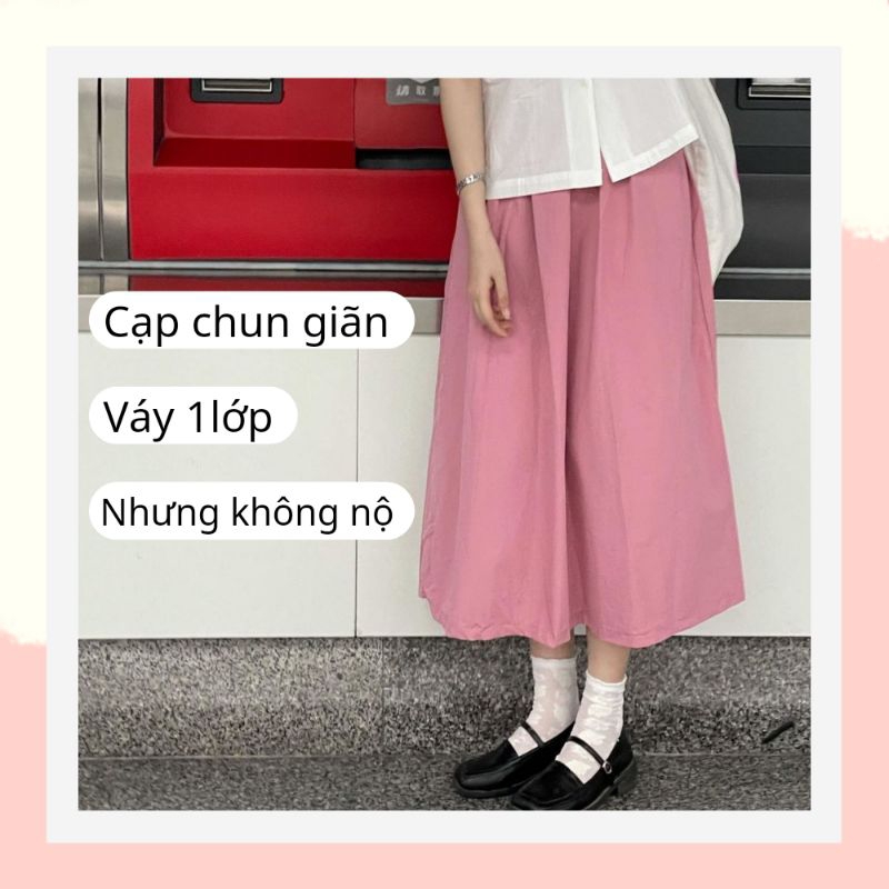 Chân váy dài đẹp bigsize dễ thương phong cách hàn quốc,chân váy dài qua gối cho người thấp trẻ trung màu hồng 09