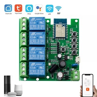 Module relay RF wifi Tuya/Smartlife 4CH có 4 rơ le khô tải 10A/relay đóng mở tiếp điểm.