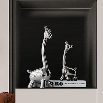 Tượng Gia Đình Hươu Cao Cổ Đoàn Viên Bằng Gốm Sang Trọng