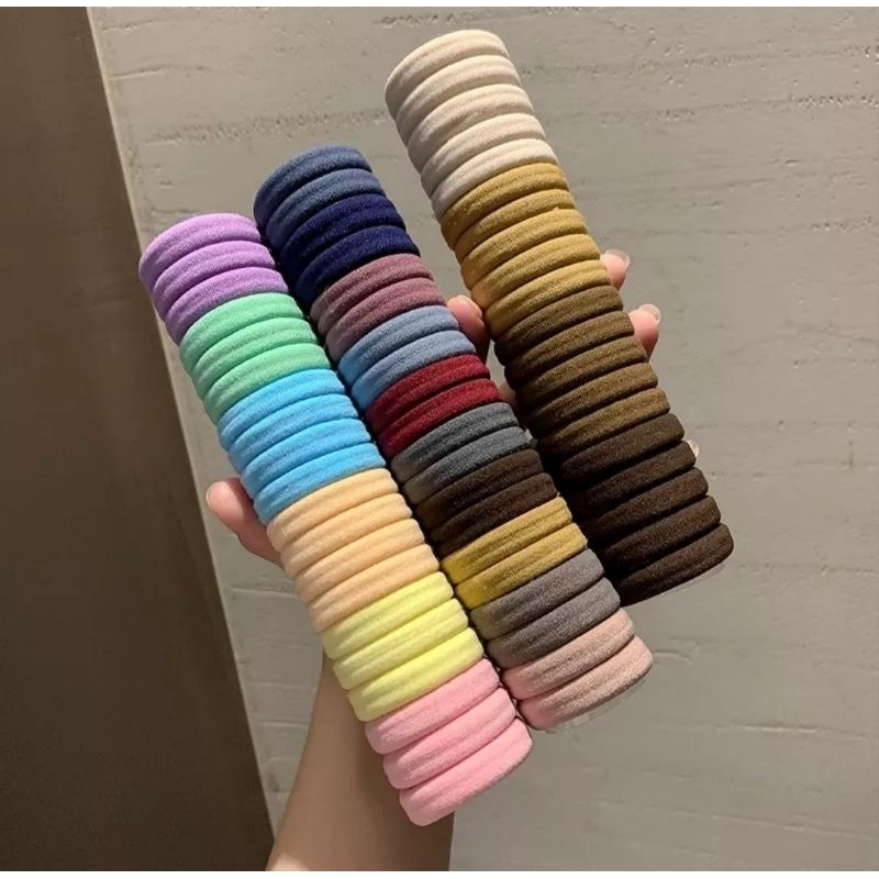 Hộp 20 chun buộc tóc thời trang màu trơn, nhiều màu co giãn Misyhome