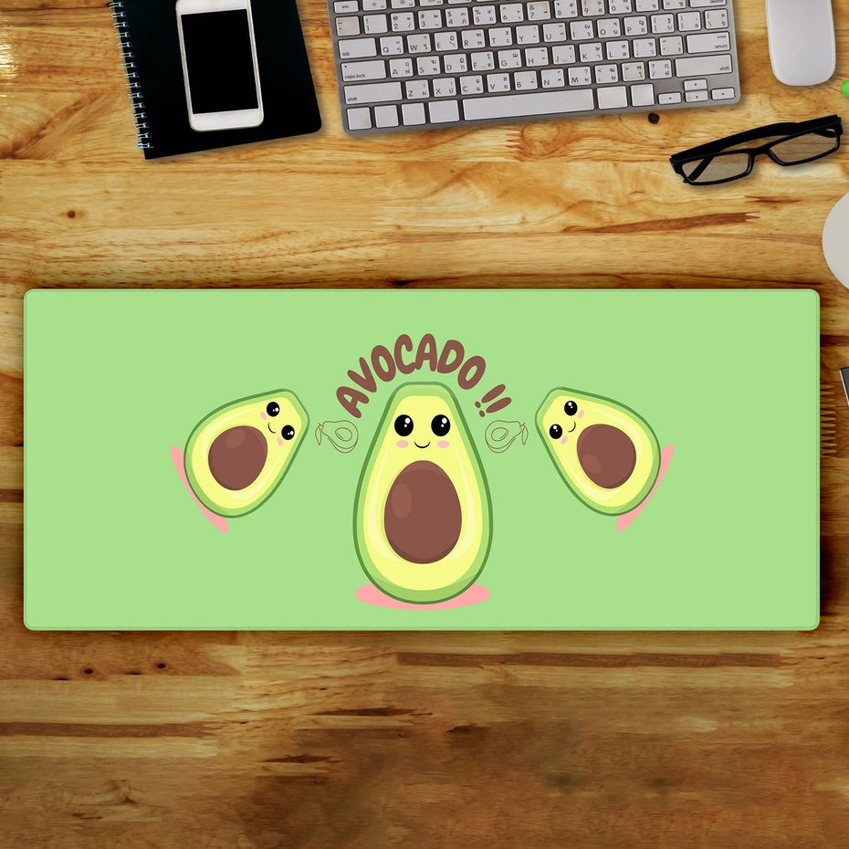 Lót chuột - Bàn di chuột 30x80cm, 40x90cm In quả bơ cute, Cao su tự nhiên loại tốt