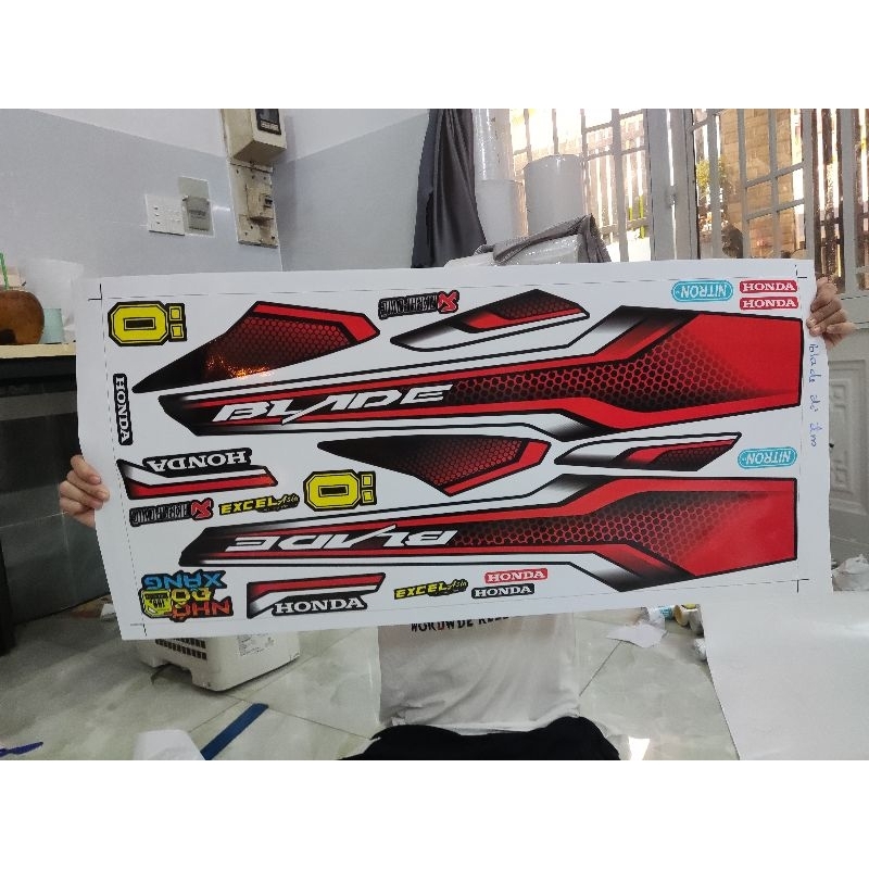 Tem Rời Honda Wave Blade 110 Đỏ Đen 2021