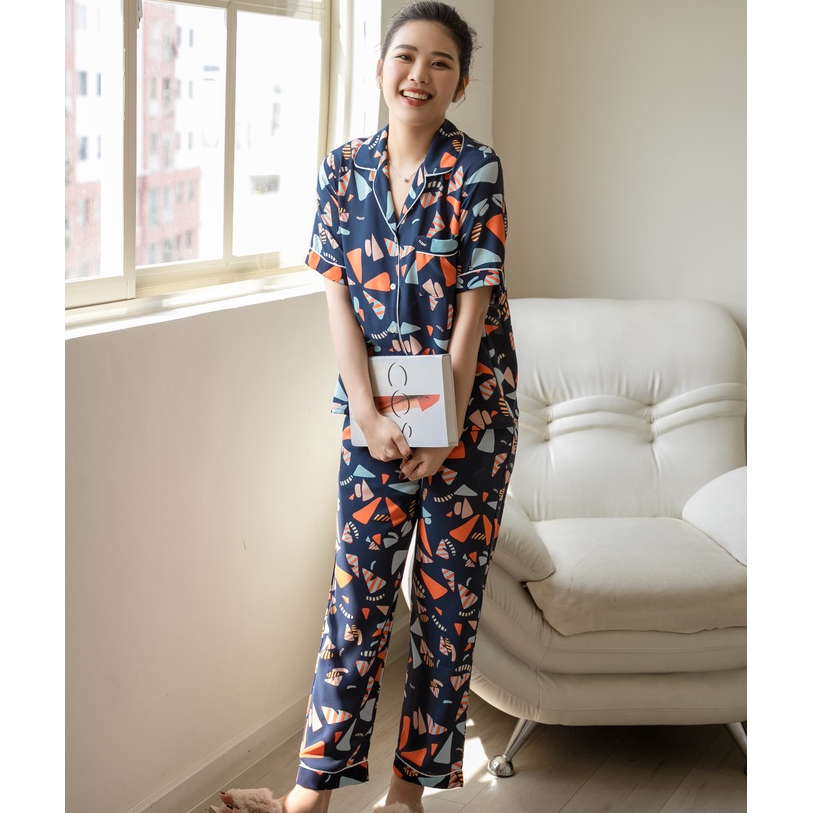 VIBES Đồ bộ Pijama dài Pattern Navy Long Py Set