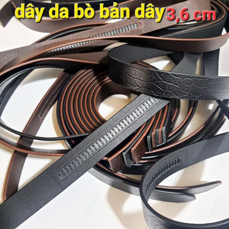 Dây Lưng không mặt có khấc bản 3,6 cm da bò nguyên tấm cao cấp [ DÂY CÓ KHẤC ]