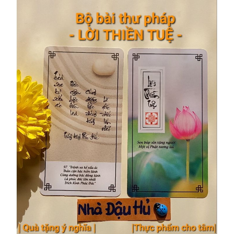 Bộ bài thư pháp LỜI THIỀN TUỆ | Bộ 100 lá | 7cm x 13cm | Lá duyên