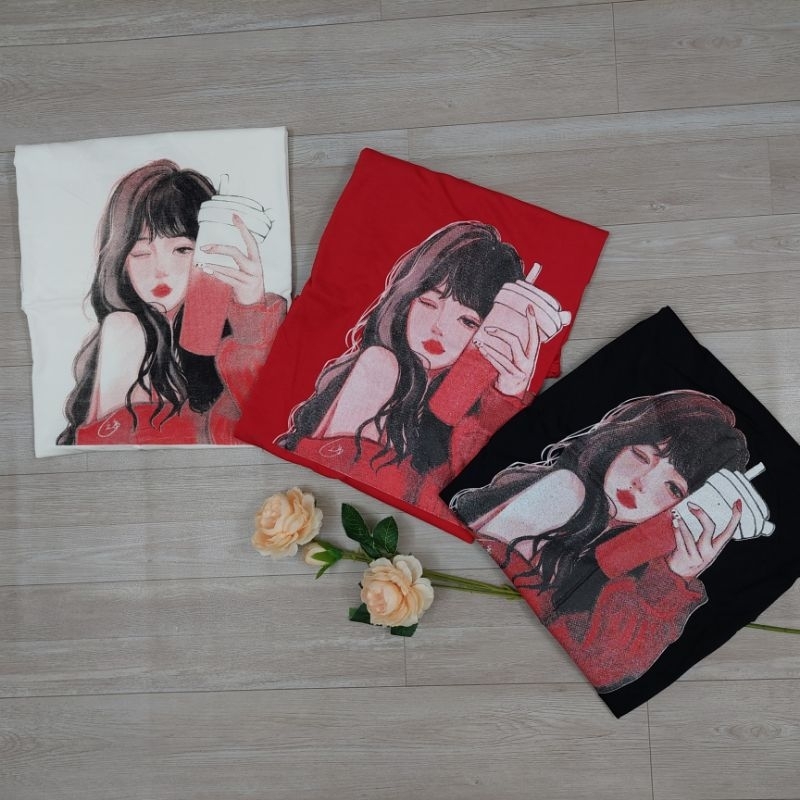 Áo thun cotton xuân hè, in hình cô gái nhiều mẫu, co dãn 4 chiều, dáng rộng, free size 45kg-65kg