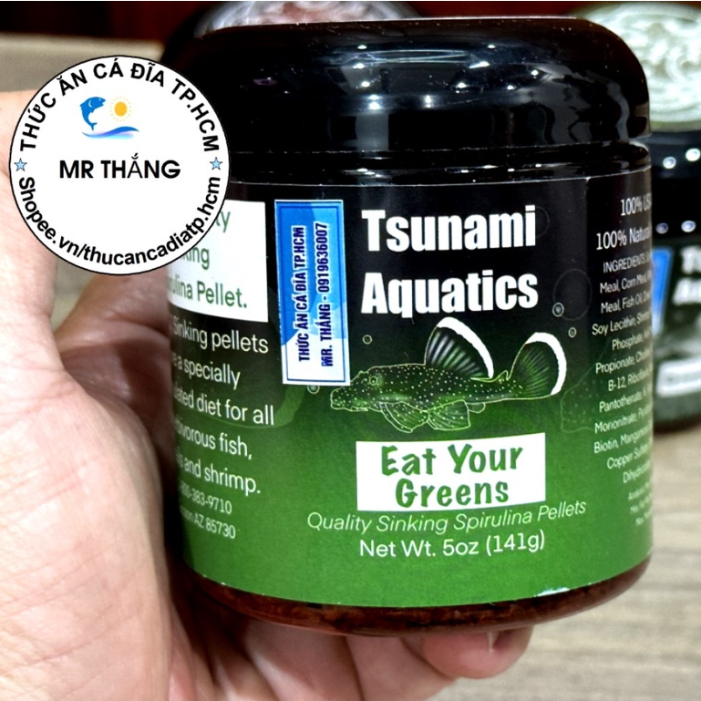 Tsunami Aquatics Eat Your Greens : Thức ăn rau xanh cho dòng cá Pleco mắt xanh.