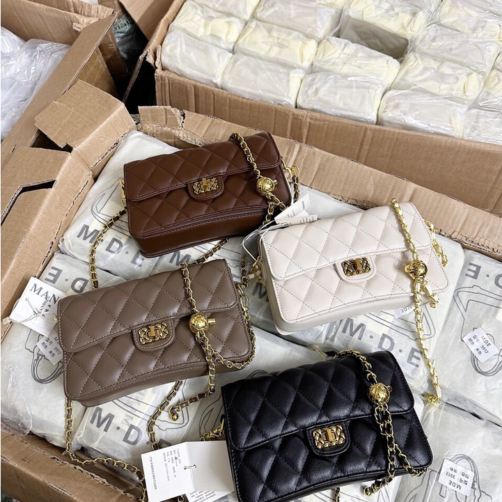 Túi Đeo Chéo Trần Chám Quai Đính Quả Chuông Hàng Thiết Kế Kiểu Hàn Quốc mẫu mới 2023