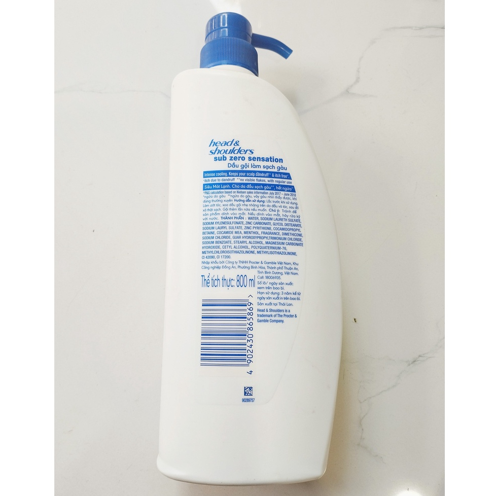 Dầu gội head and shoulder SUB ZERO SENSATION hương băng giá 800ml