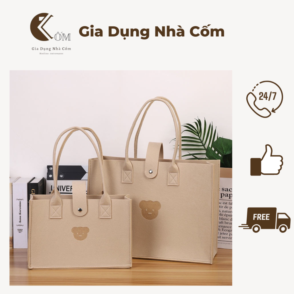 Túi PEEKOO gấu màu trà sữa cầm tay hoạ siêu cute phong cách 2023