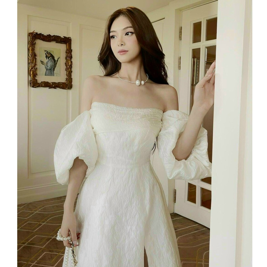 Maxi Đi Biển Dự Tiệc,Đầm Gấm Cúp Ngực Tay Phồng ,Váy Thiết Kế Dáng Xoè Tinh Tế Sang Chảnh Thời Trang Cao Cấp [MJP]