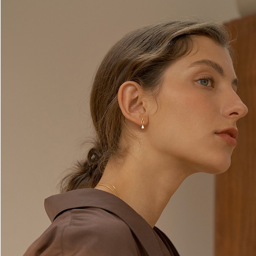 Bông Tai Bạc JUNIE, Kiểu Dáng Mini Đơn Giản E-PRIMROSE