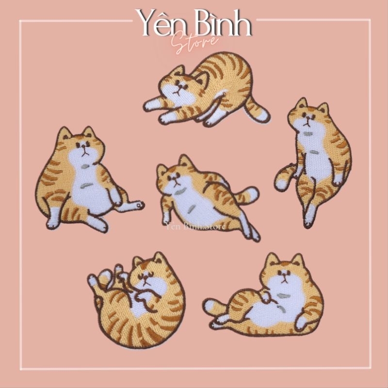 Sticker ủi quần áo hình dán nhiệt hình mèo mướp