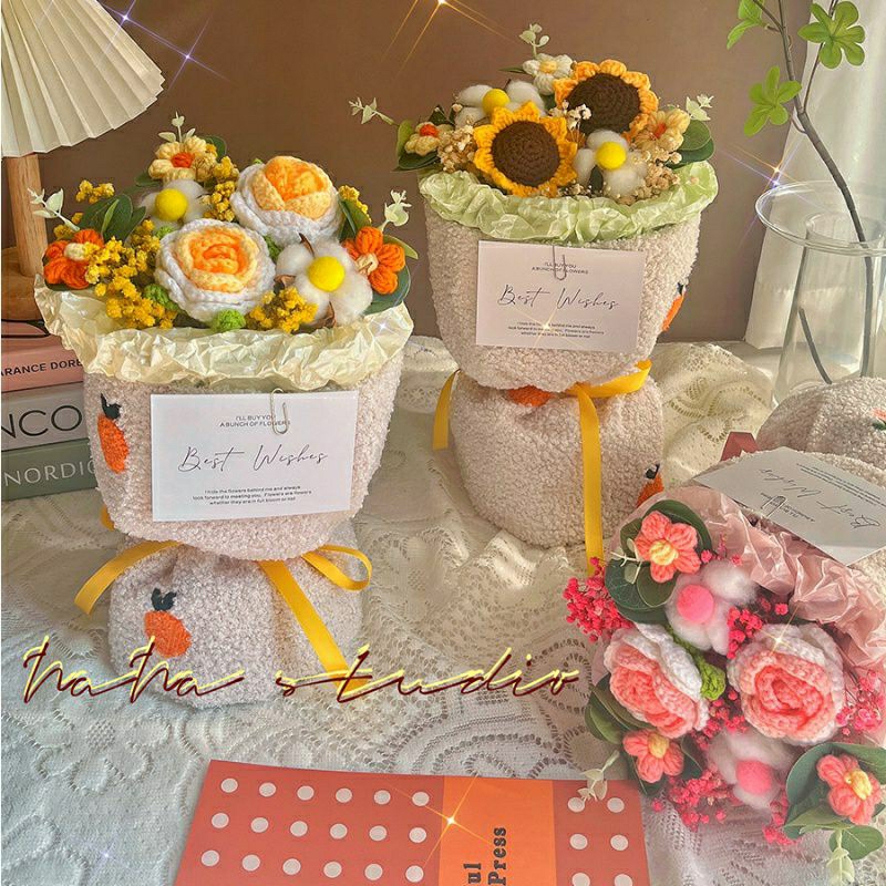 Hoa Len Handmade, Hoa hồng, Tulip, Hướng Dương, Hoa Cúc, Trái Tim Len.