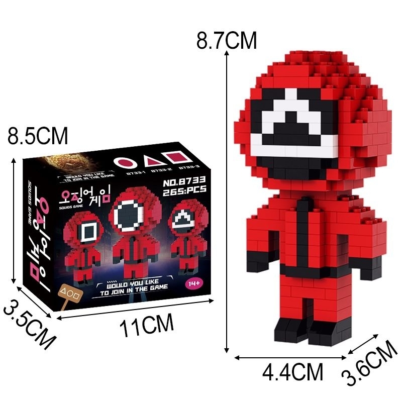 Mô hình squid game trò chơi con mực lắp ráp mini ghép hình nhân vật 3d