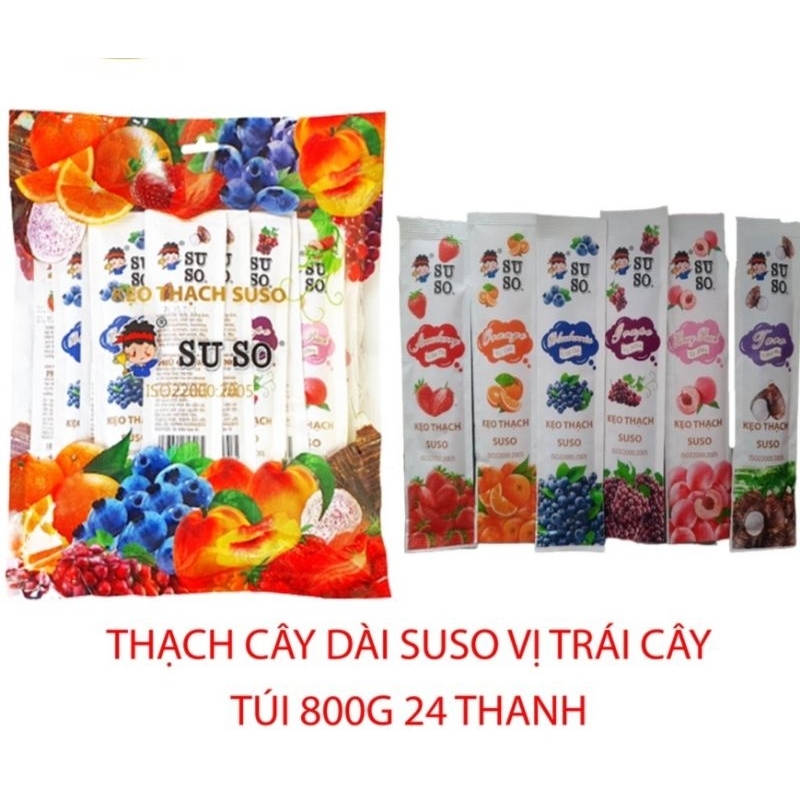 Gói 24 thanh dài thạch trái cây Suso Phú Cường_thơm ngon, dai dai sần sật
