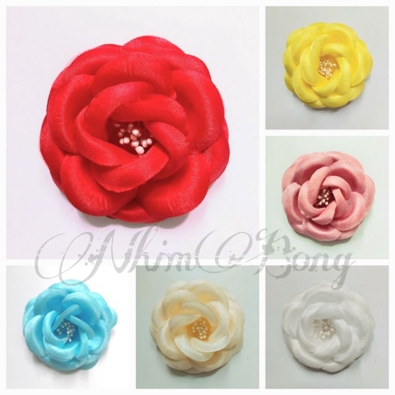 Hoa hồng lụa 9cm/ không kim cài (H129)