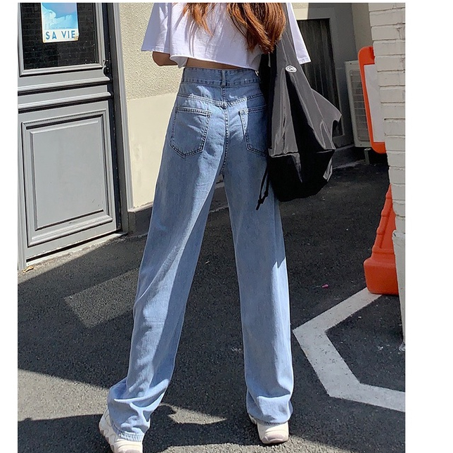 Quần bò nữ ống rộng suông xuông nữ jeans cạp cao phong cách Instama trend Hàn 2023 | BigBuy360 - bigbuy360.vn