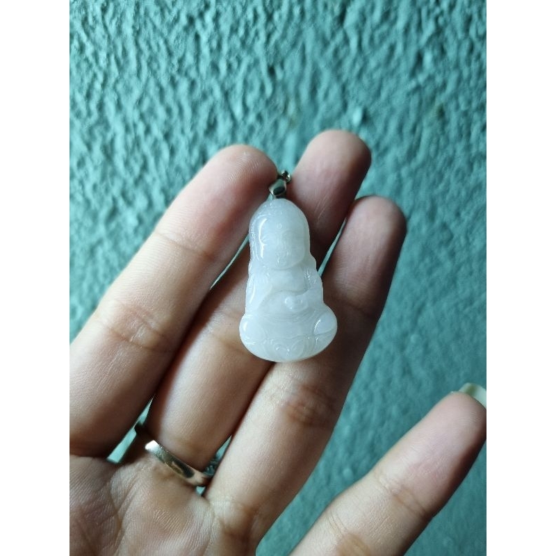 Mặt dây chuyền tiểu a di đà cam_thach trắng