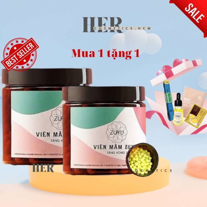 Viên Kẹo Mầm ZuYu Tăng Vòng 1 . Mua 1 tặng 1 + tinh dầu+ thước + nạ